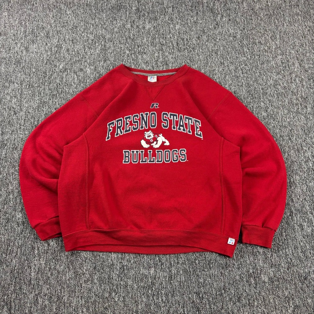 Y2K Russell Athletic Fresno State Bulldogs Vintage Heavyweight Sweatshirt Red L
